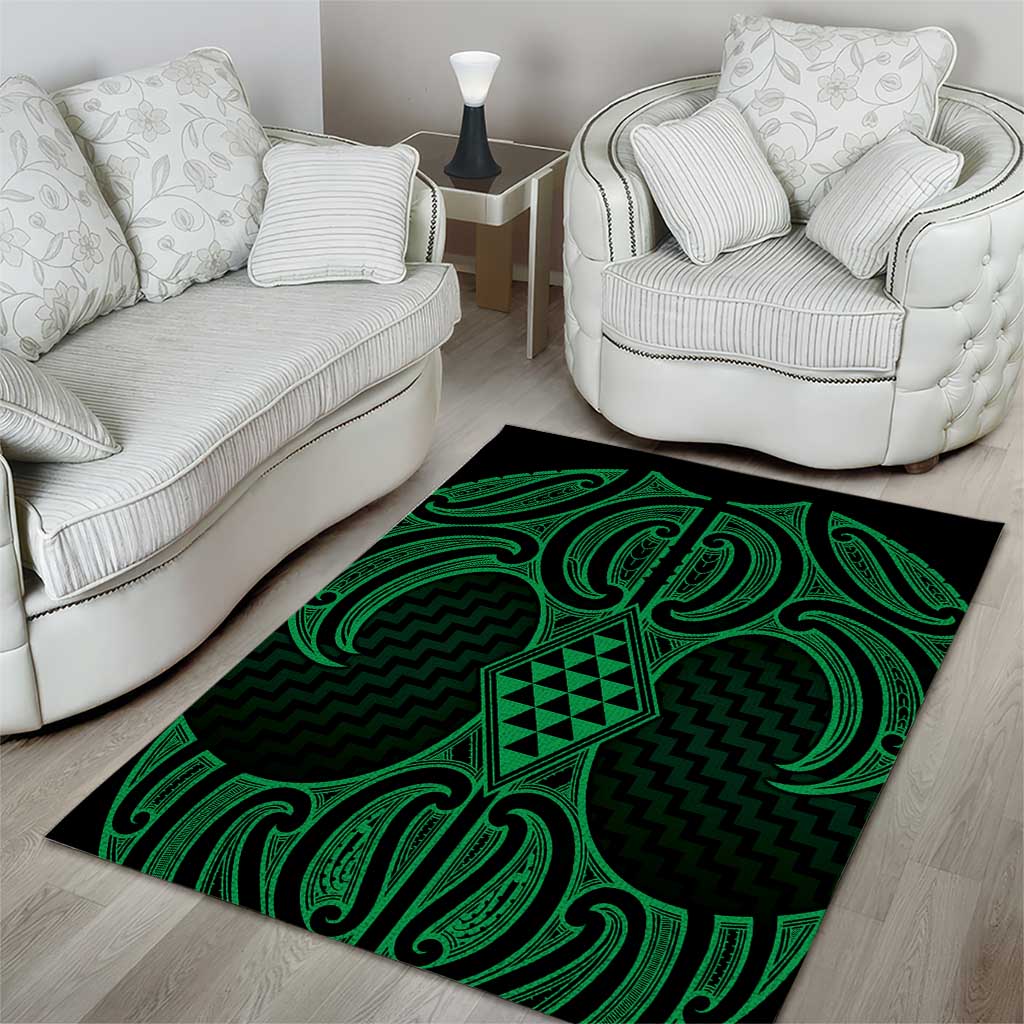 Kakariki Maori Ta Moko Poutama Art Area Rug