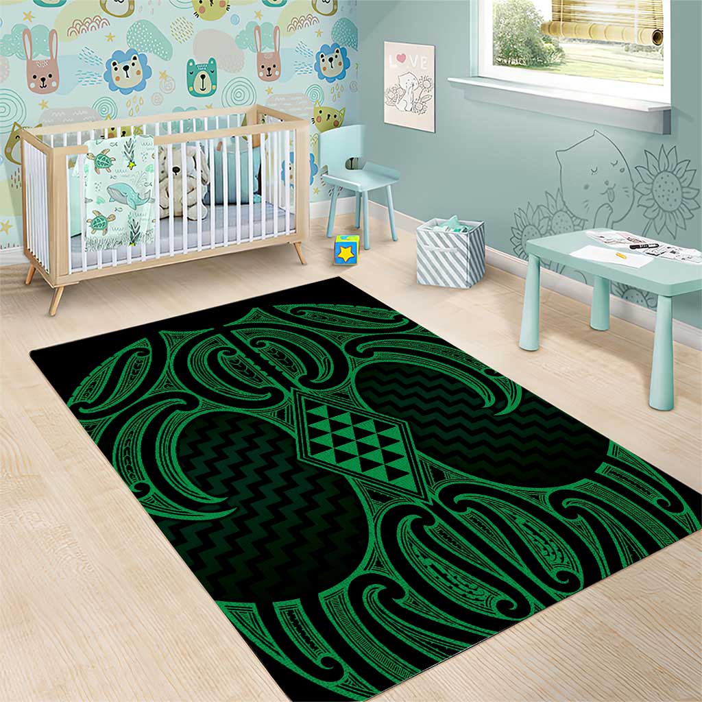 Kakariki Maori Ta Moko Poutama Art Area Rug