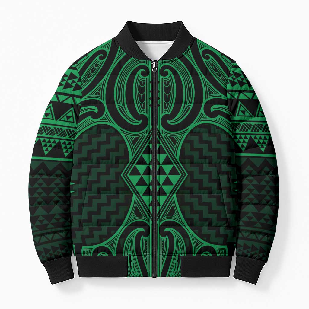 Kakariki Maori Ta Moko Poutama Art Bomber Puffer Jacket - Aussie Hoodie