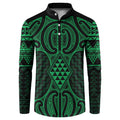 Kakariki Maori Ta Moko Poutama Art Button Sweatshirt