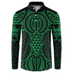 Kakariki Maori Ta Moko Poutama Art Button Sweatshirt