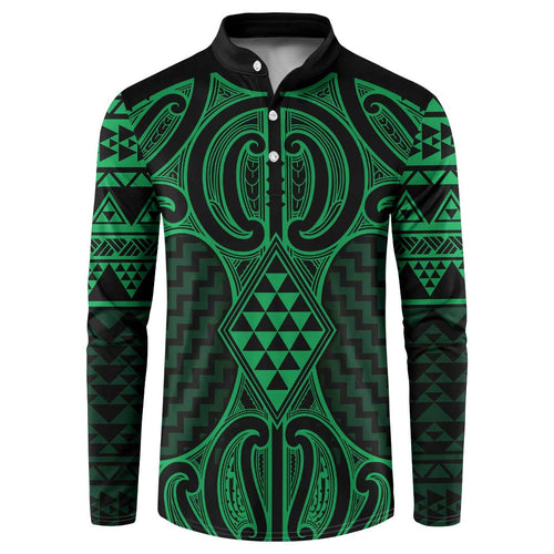 Kakariki Maori Ta Moko Poutama Art Button Sweatshirt