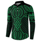 Kakariki Maori Ta Moko Poutama Art Button Sweatshirt