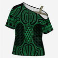Kakariki Maori Ta Moko Poutama Art Cross Shoulder Shirt - Aussie Hoodie