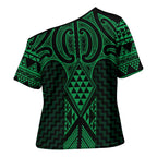 Kakariki Maori Ta Moko Poutama Art Cross Shoulder Shirt - Aussie Hoodie