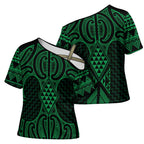Kakariki Maori Ta Moko Poutama Art Cross Shoulder Shirt - Aussie Hoodie