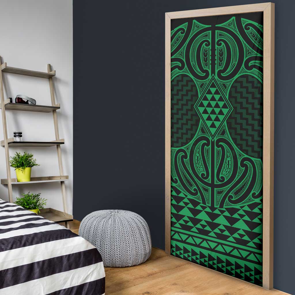 Kakariki Maori Ta Moko Poutama Art Door Cover - Aussie Hoodie