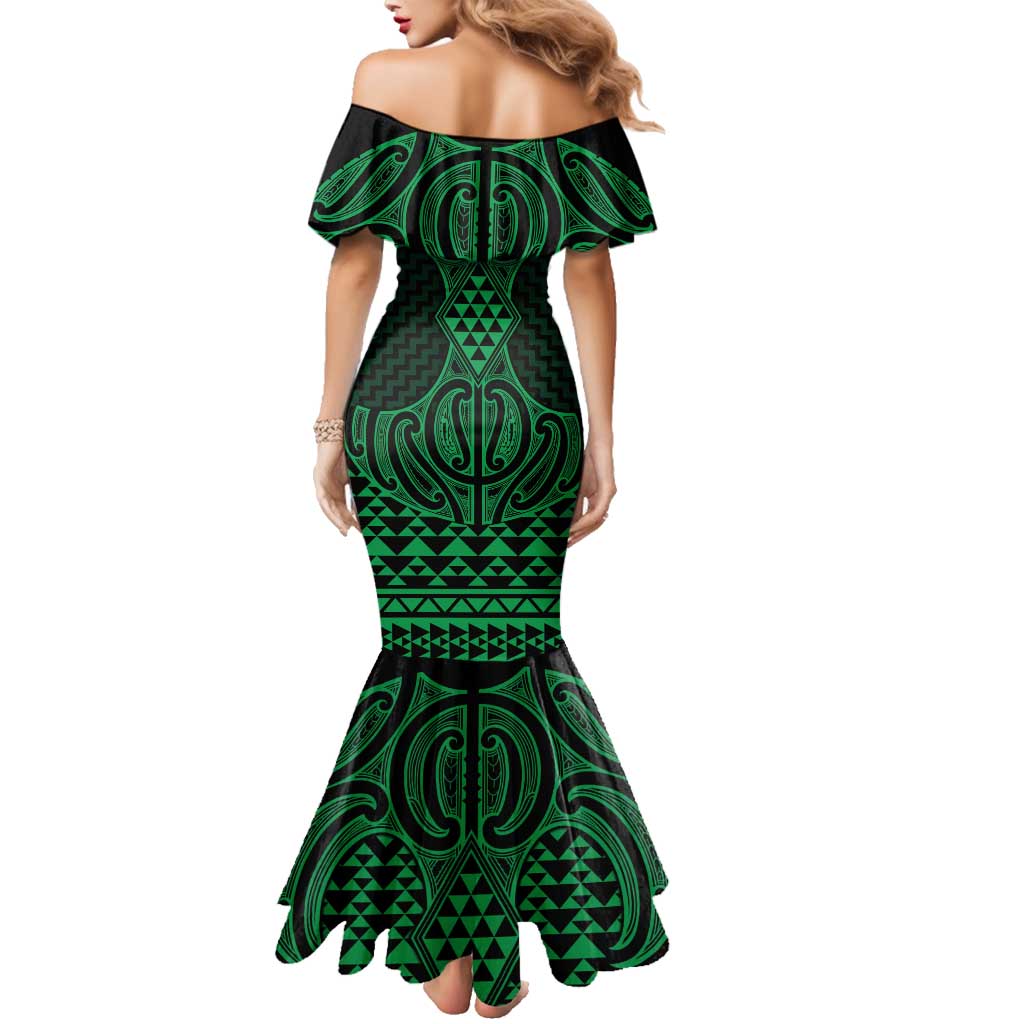 Kakariki Maori Ta Moko Poutama Art Family Matching Mermaid Dress and Hawaiian Shirt