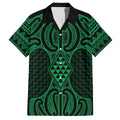 Kakariki Maori Ta Moko Poutama Art Family Matching Off The Shoulder Long Sleeve Dress and Hawaiian Shirt