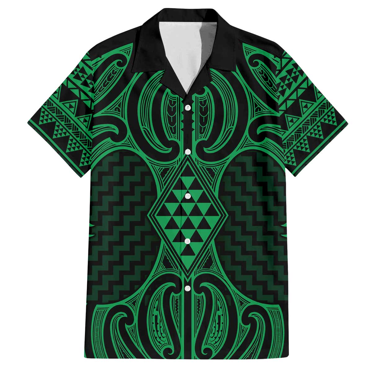 Kakariki Maori Ta Moko Poutama Art Family Matching Off The Shoulder Long Sleeve Dress and Hawaiian Shirt