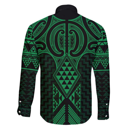 Kakariki Maori Ta Moko Poutama Art Family Matching Off Shoulder Maxi Dress and Hawaiian Shirt