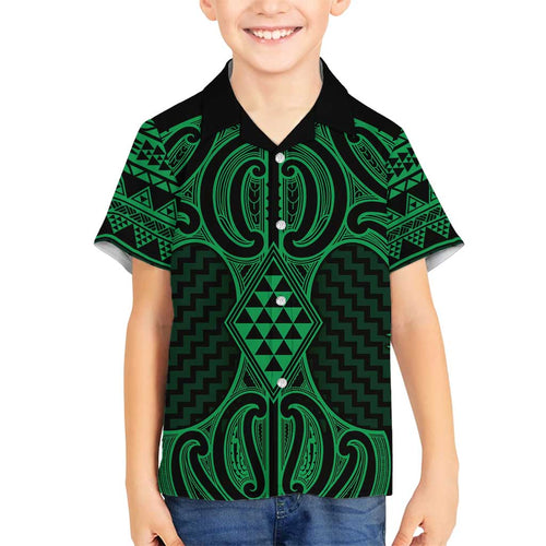 Kakariki Maori Ta Moko Poutama Art Family Matching Puletasi and Hawaiian Shirt