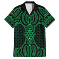 Kakariki Maori Ta Moko Poutama Art Family Matching Short Sleeve Bodycon Dress and Hawaiian Shirt