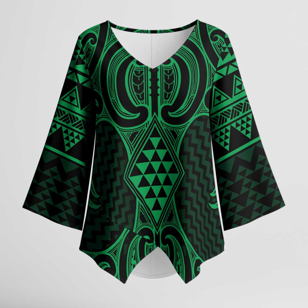 Kakariki Maori Ta Moko Poutama Art Kimono Sleeve Blouse - Aussie Hoodie