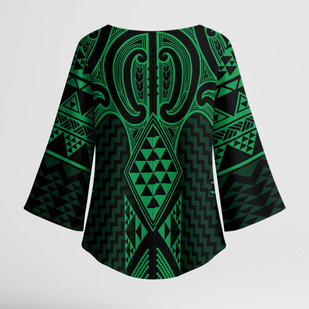 Kakariki Maori Ta Moko Poutama Art Kimono Sleeve Blouse - Aussie Hoodie