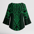 Kakariki Maori Ta Moko Poutama Art Kimono Sleeve Blouse - Aussie Hoodie
