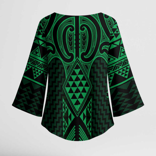 Kakariki Maori Ta Moko Poutama Art Kimono Sleeve Blouse - Aussie Hoodie