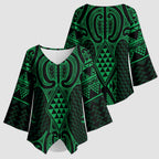 Kakariki Maori Ta Moko Poutama Art Kimono Sleeve Blouse - Aussie Hoodie