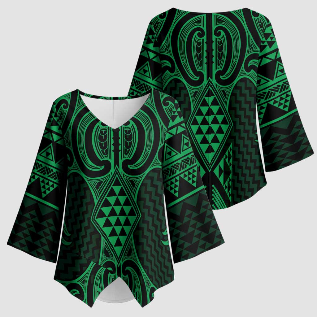 Kakariki Maori Ta Moko Poutama Art Kimono Sleeve Blouse - Aussie Hoodie
