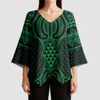 Kakariki Maori Ta Moko Poutama Art Kimono Sleeve Blouse - Aussie Hoodie
