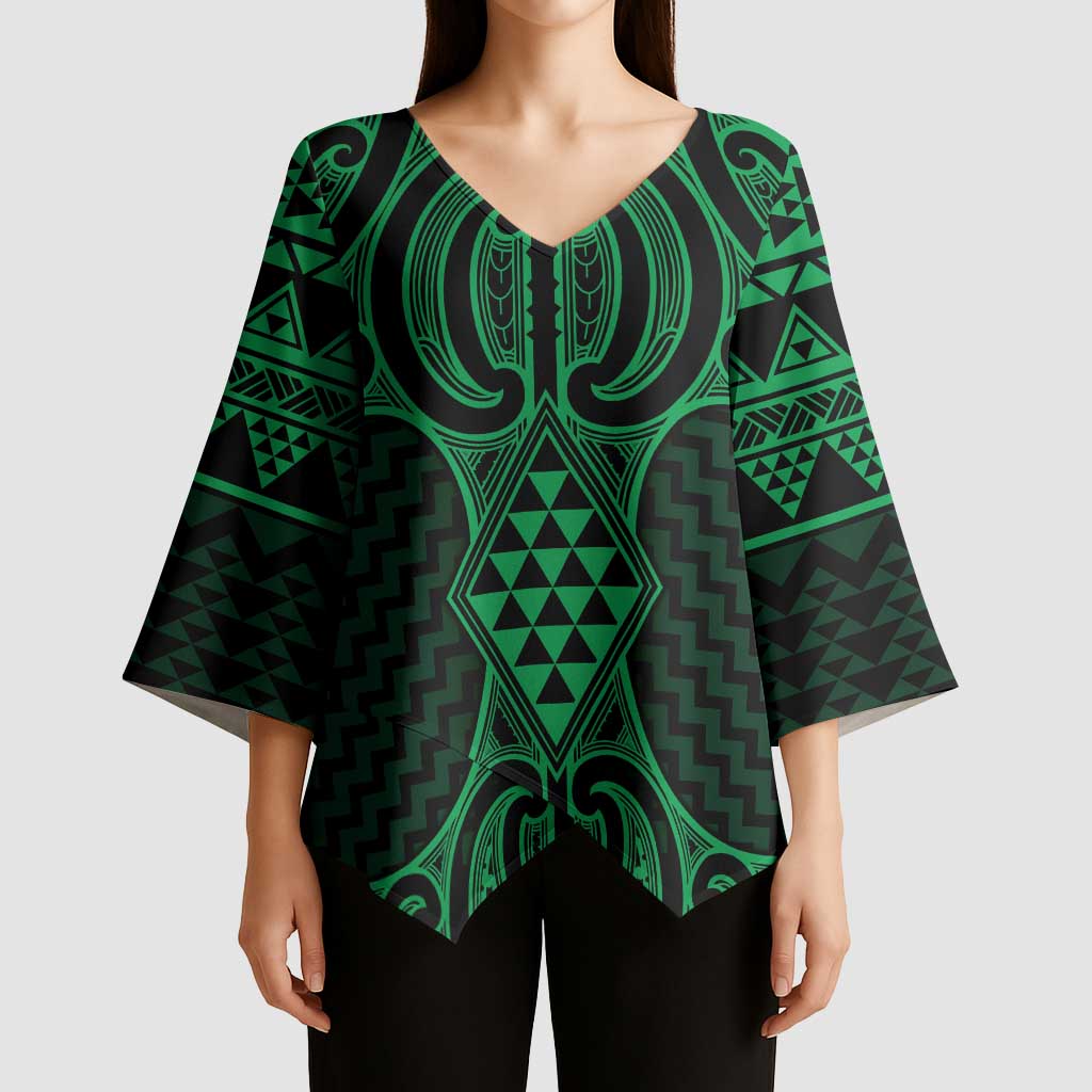 Kakariki Maori Ta Moko Poutama Art Kimono Sleeve Blouse - Aussie Hoodie