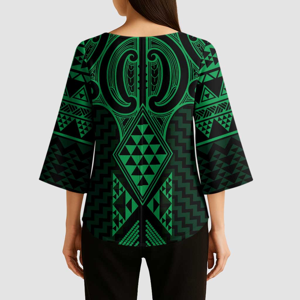 Kakariki Maori Ta Moko Poutama Art Kimono Sleeve Blouse - Aussie Hoodie
