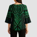 Kakariki Maori Ta Moko Poutama Art Kimono Sleeve Blouse - Aussie Hoodie
