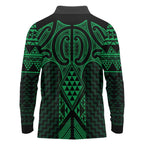 Kakariki Maori Ta Moko Poutama Art Long Sleeve Polo Shirt