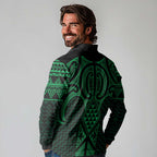 Kakariki Maori Ta Moko Poutama Art Long Sleeve Polo Shirt