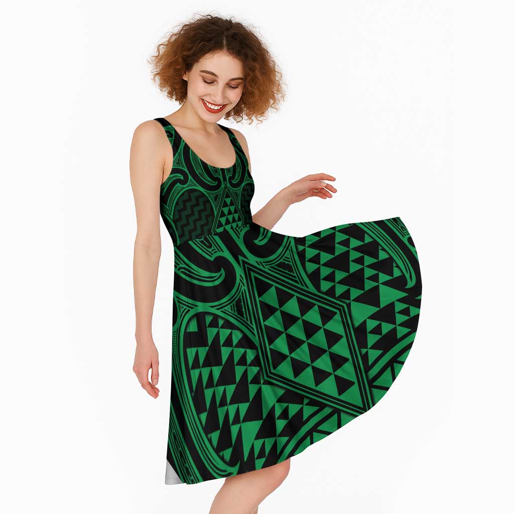 Kakariki Maori Ta Moko Poutama Art Midi Dress - Aussie Hoodie