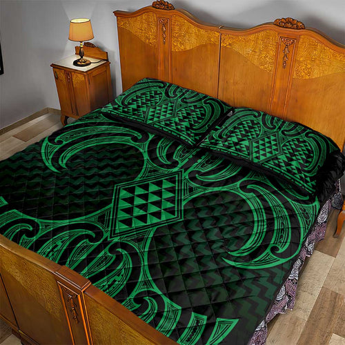 Kakariki Maori Ta Moko Poutama Art Quilt Bed Set