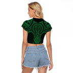 Kakariki Maori Ta Moko Poutama Art Raglan Cropped T Shirt