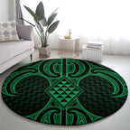 Kakariki Maori Ta Moko Poutama Art Round Carpet