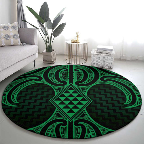 Kakariki Maori Ta Moko Poutama Art Round Carpet