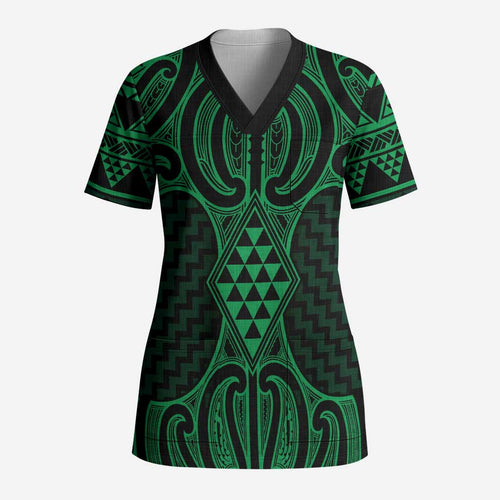 Kakariki Maori Ta Moko Poutama Art Scrub Top - Aussie Hoodie