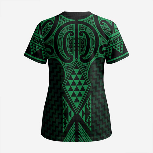 Kakariki Maori Ta Moko Poutama Art Scrub Top - Aussie Hoodie
