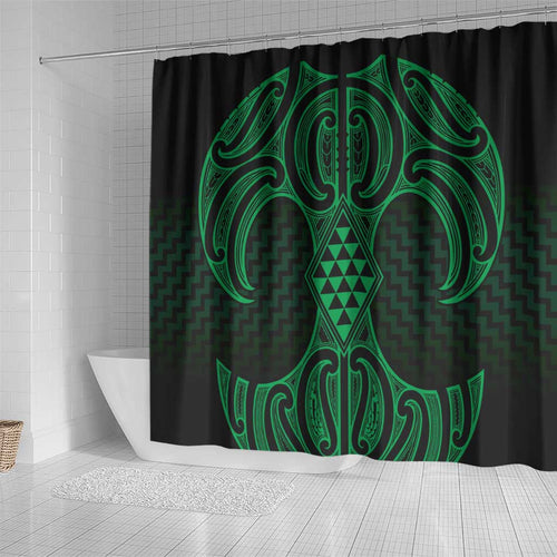 Kakariki Maori Ta Moko Poutama Art Shower Curtain
