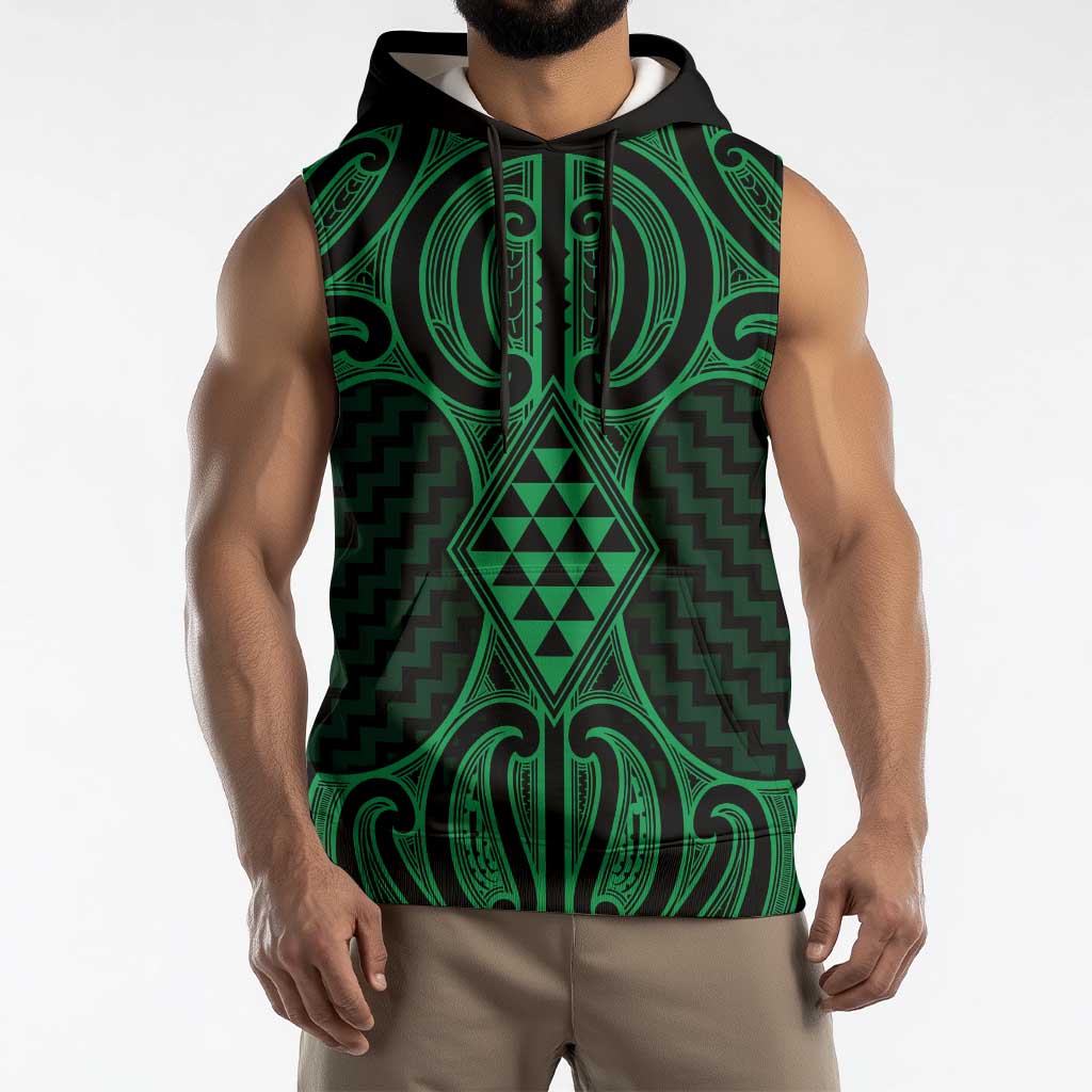 Kakariki Maori Ta Moko Poutama Art Sleeveless Hoodie - Aussie Hoodie