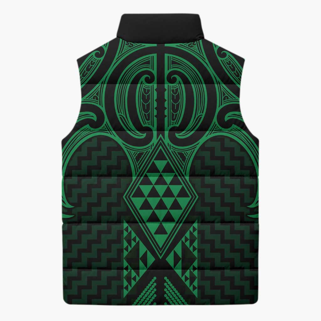 Kakariki Maori Ta Moko Poutama Art Sleeveless Puffer Jacket - Aussie Hoodie