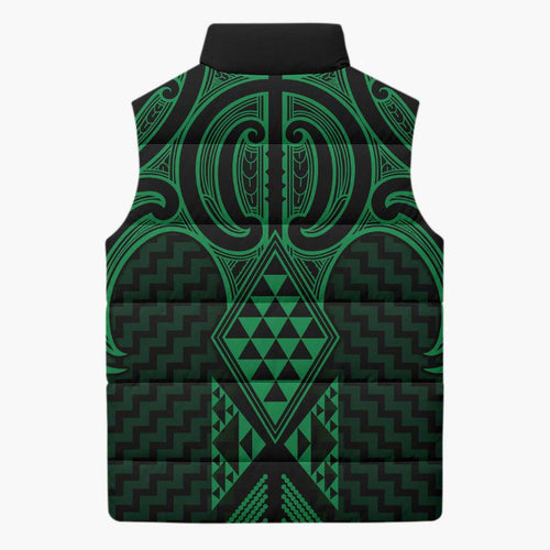 Kakariki Maori Ta Moko Poutama Art Sleeveless Puffer Jacket - Aussie Hoodie