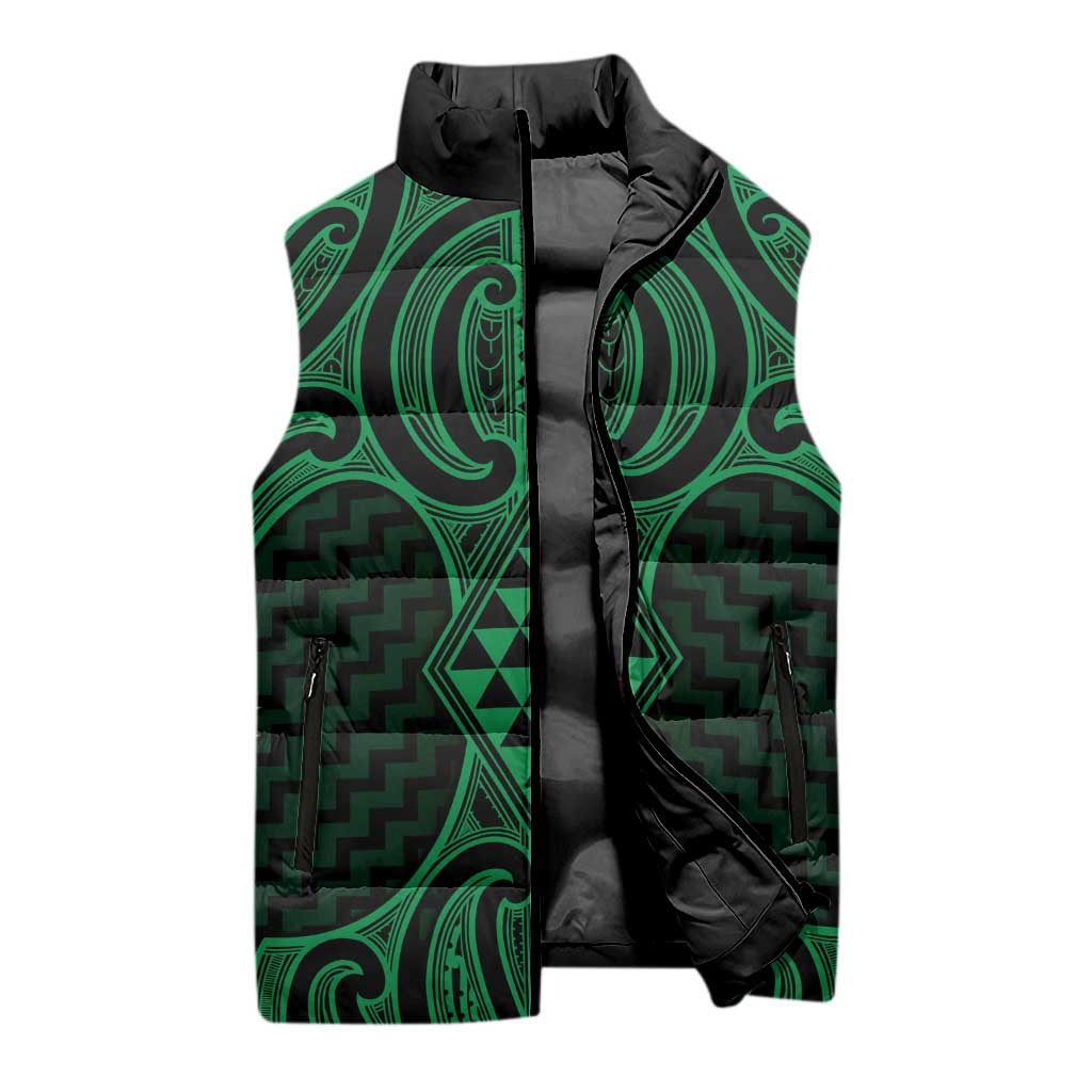 Kakariki Maori Ta Moko Poutama Art Sleeveless Puffer Jacket - Aussie Hoodie