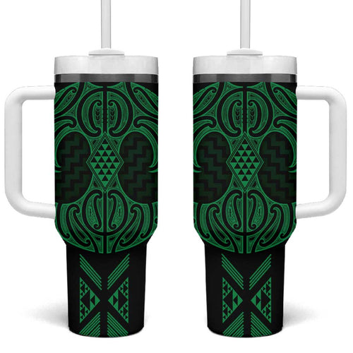 Kakariki Maori Ta Moko Poutama Art Tumbler With Handle
