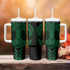 Kakariki Maori Ta Moko Poutama Art Tumbler With Handle