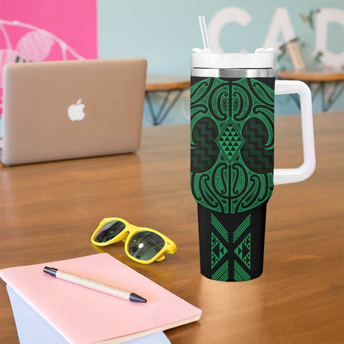 Kakariki Maori Ta Moko Poutama Art Tumbler With Handle