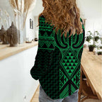 Kakariki Maori Ta Moko Poutama Art Women Casual Shirt