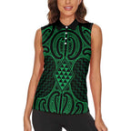 Kakariki Maori Ta Moko Poutama Art Women Sleeveless Polo Shirt