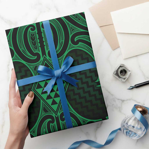 Kakariki Maori Ta Moko Poutama Art Wrapping Paper - Aussie Hoodie