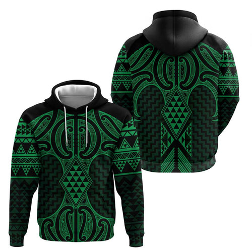 Kakariki Maori Ta Moko Poutama Art Zip Hoodie