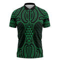 Kakariki Maori Ta Moko Poutama Art Zipper Polo Shirt - Aussie Hoodie