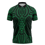 Kakariki Maori Ta Moko Poutama Art Zipper Polo Shirt - Aussie Hoodie